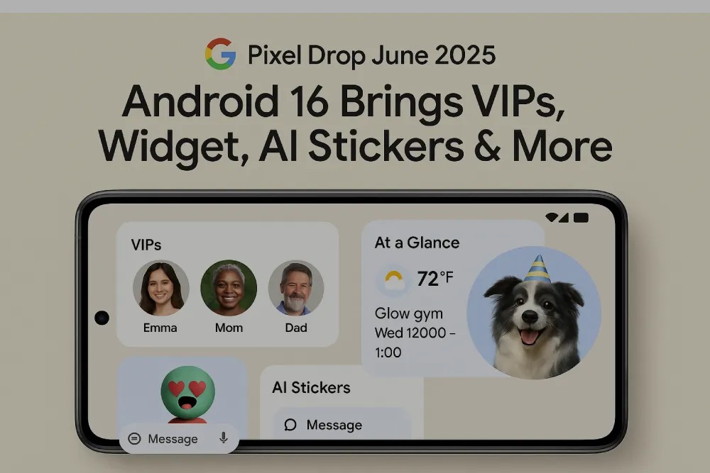 Google Pixel Drop June 2025: Android 16 Brings VIPs Widget, AI Stickers & More